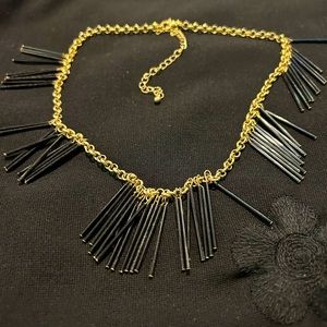 VTG Gold Tone Unique Black metal accented necklace. Unbranded.